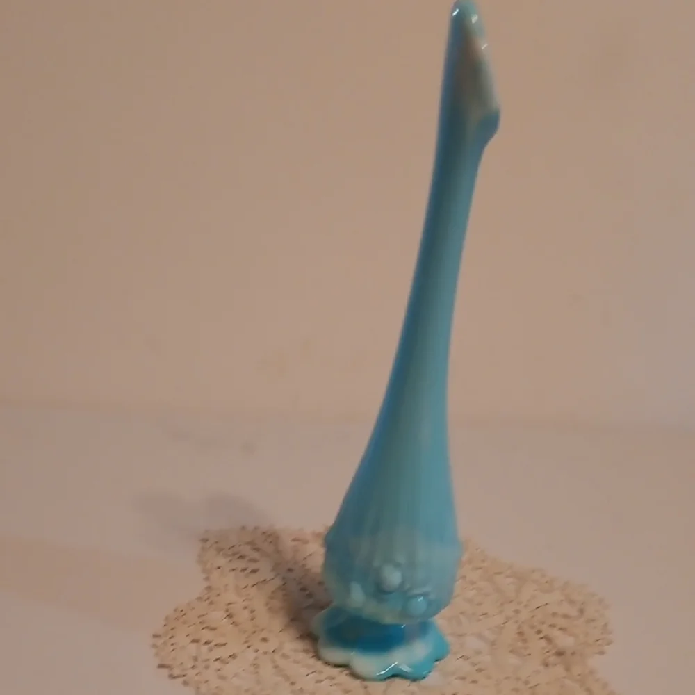 Fenton Sky Blue Slag Glass Swung Vase 11 Inches